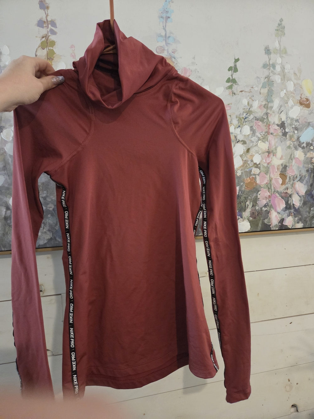 Nike Pro Women's Long-Sleeve Hooded Performance Top - Burgundy